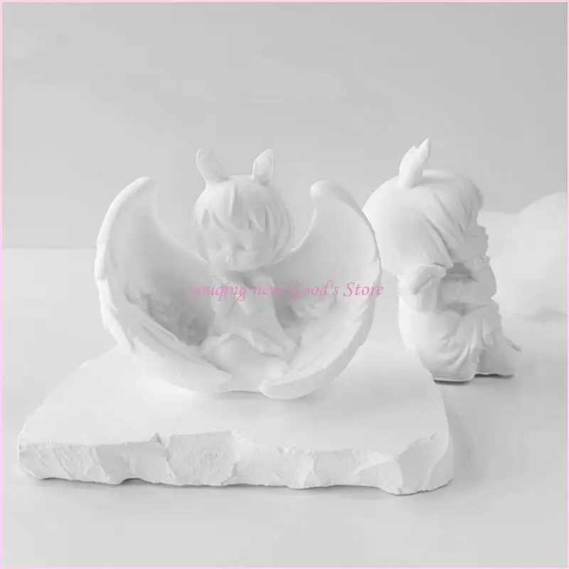 

57QA форма для изготовления свечей ручной работы, кукла-ангел с крыльями, силиконовая форма, многоразовая смоляная форма для