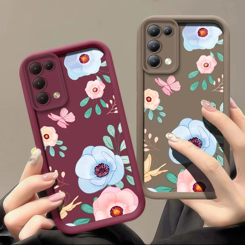 الفاخرة للصدمات ماتي لينة جراب هاتف ل Xiaomi Redmi A1 + A2 زائد A3 برو A5 4G A 5 فراشة زهرة نمط غطاء سيليكون #2