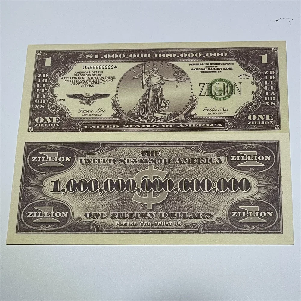 10PCS /100PCS American One zillion Dollar Paper Statue of Liberty UV Anti-counterfeiting Serial Number Banknote Collection