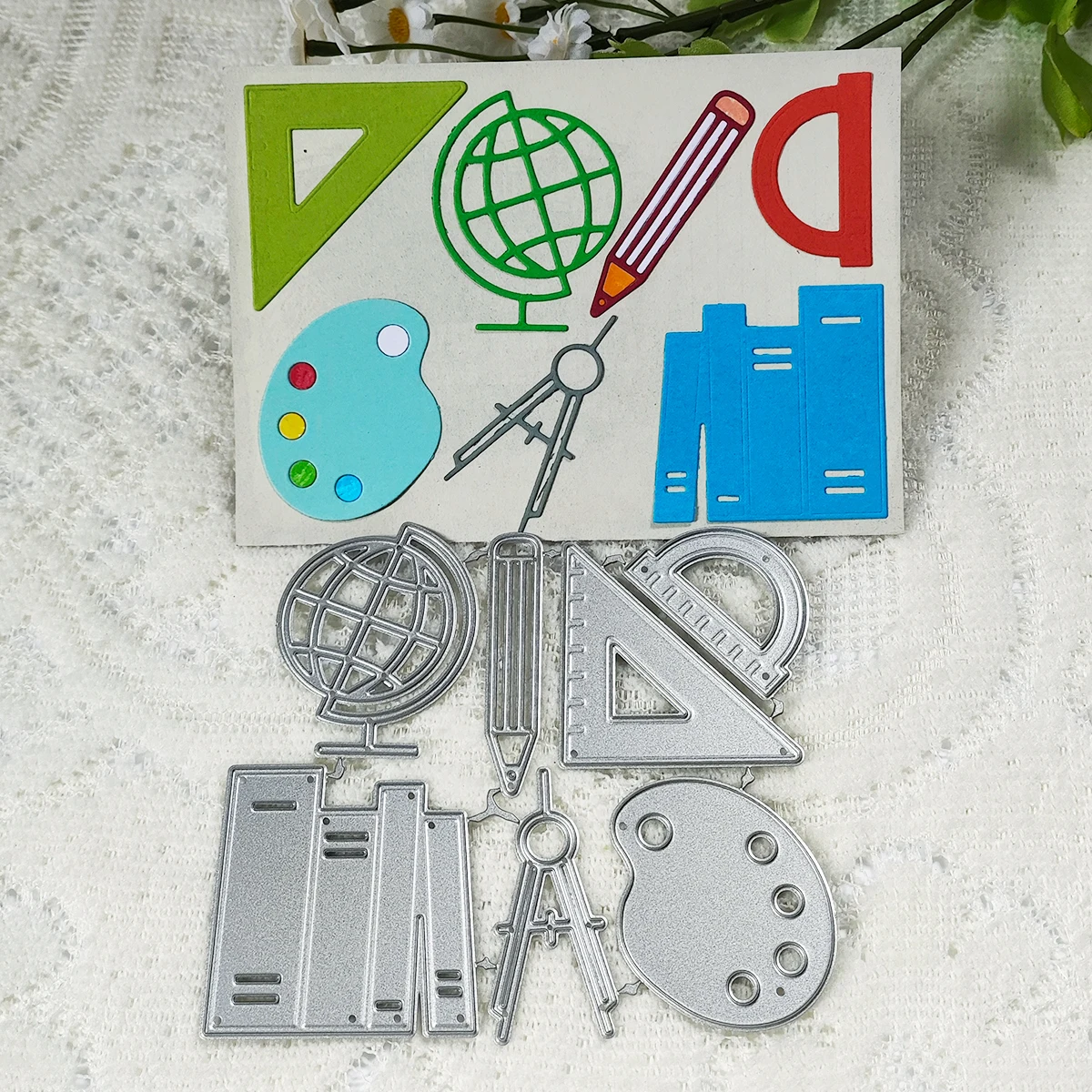 Eiffel Tower Balloon Tag Letter & Globe Stationery Puzzle Embossed Gear Template Carbon Steel Cutting Dies For DIY Scrapbooking