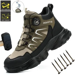 Rotating Button Safety  Work Boots for Men Shoes Steel Toe Work Sneakers Puncture-Proof Indestructible Construction Shoes
