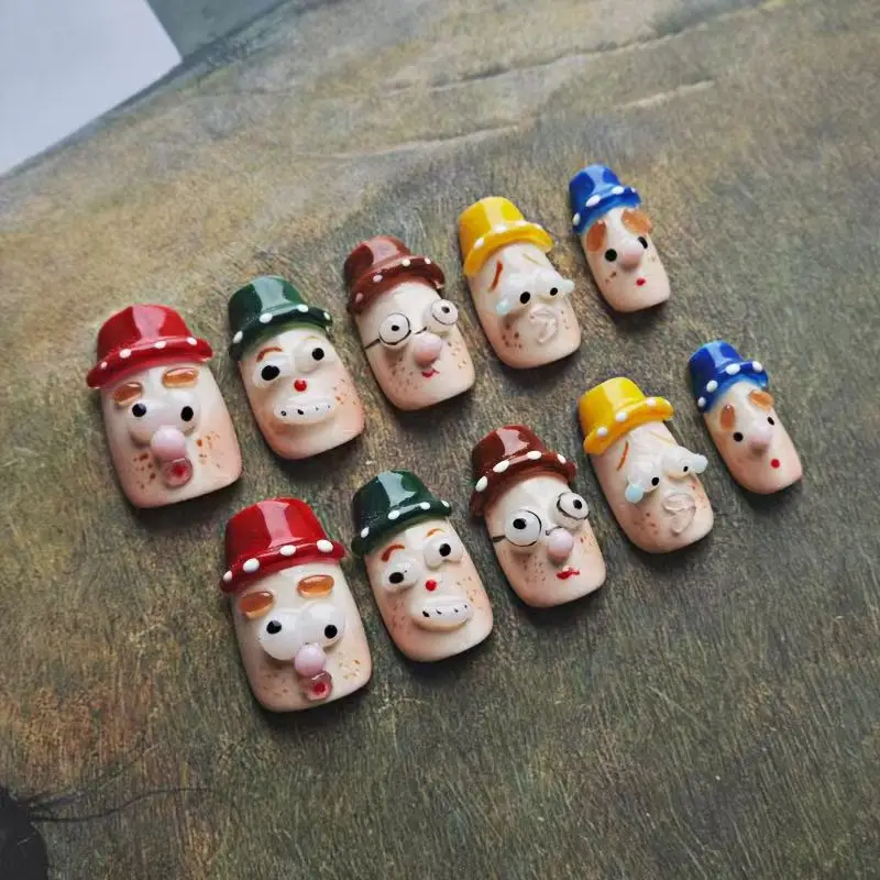 

Новая милая шляпа ручной работы с большими глазами, ручная роспись, 3D маникюр, короткая студенческая съемная мультяшная броня для ношения