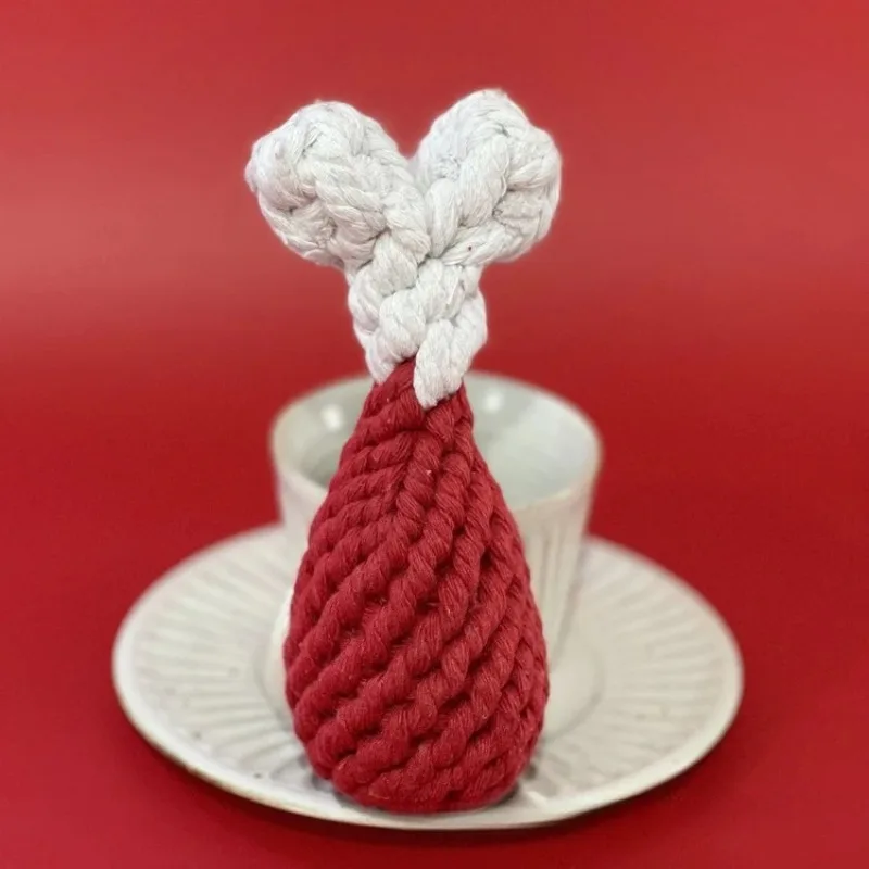 Cute Dog Toys Bite Resistant Chicken Leg Love Pet Toy Set Teeth Grinding Cotton Knot Rope Toy Pet Supplies Valentine's Day Toy