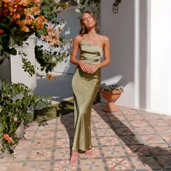 ICCLEK Maxi Dress - Olive One Shoulder Maxi Bodycon Dress Bridesmaid Dress Wedding Bridal Party Wear A-Line For Women