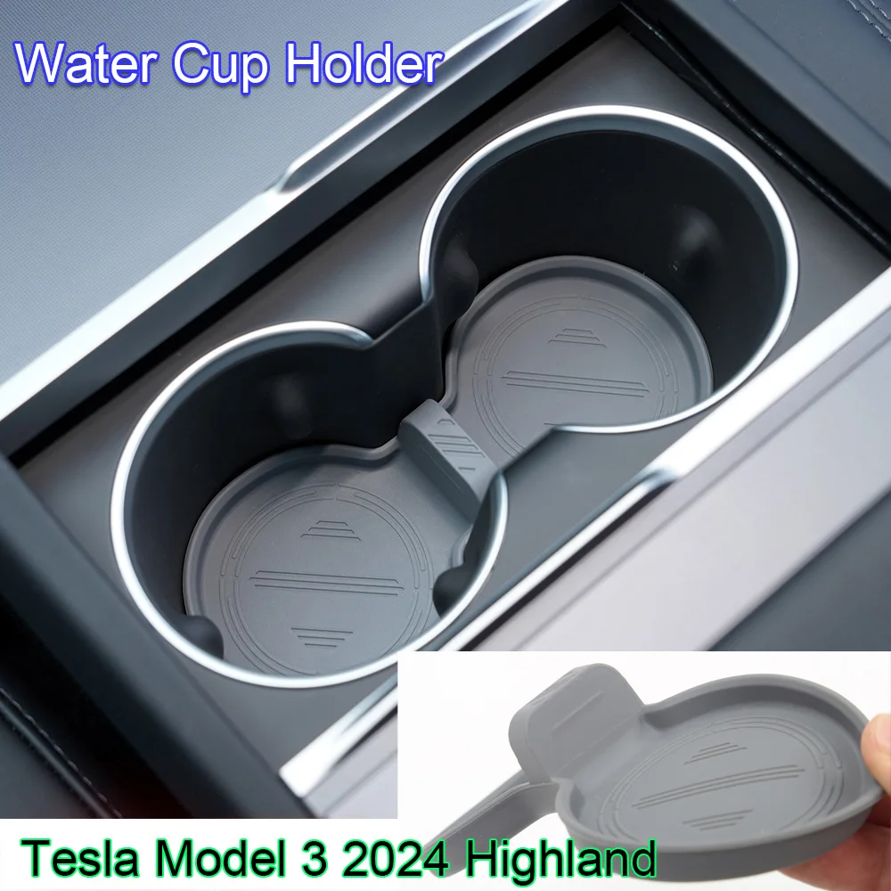 

For Tesla Model 3 Highland 2024 Water Cup Holder Storage Box Model X S 2022 2023 2024 Center Console Cup Holder Car Accessories