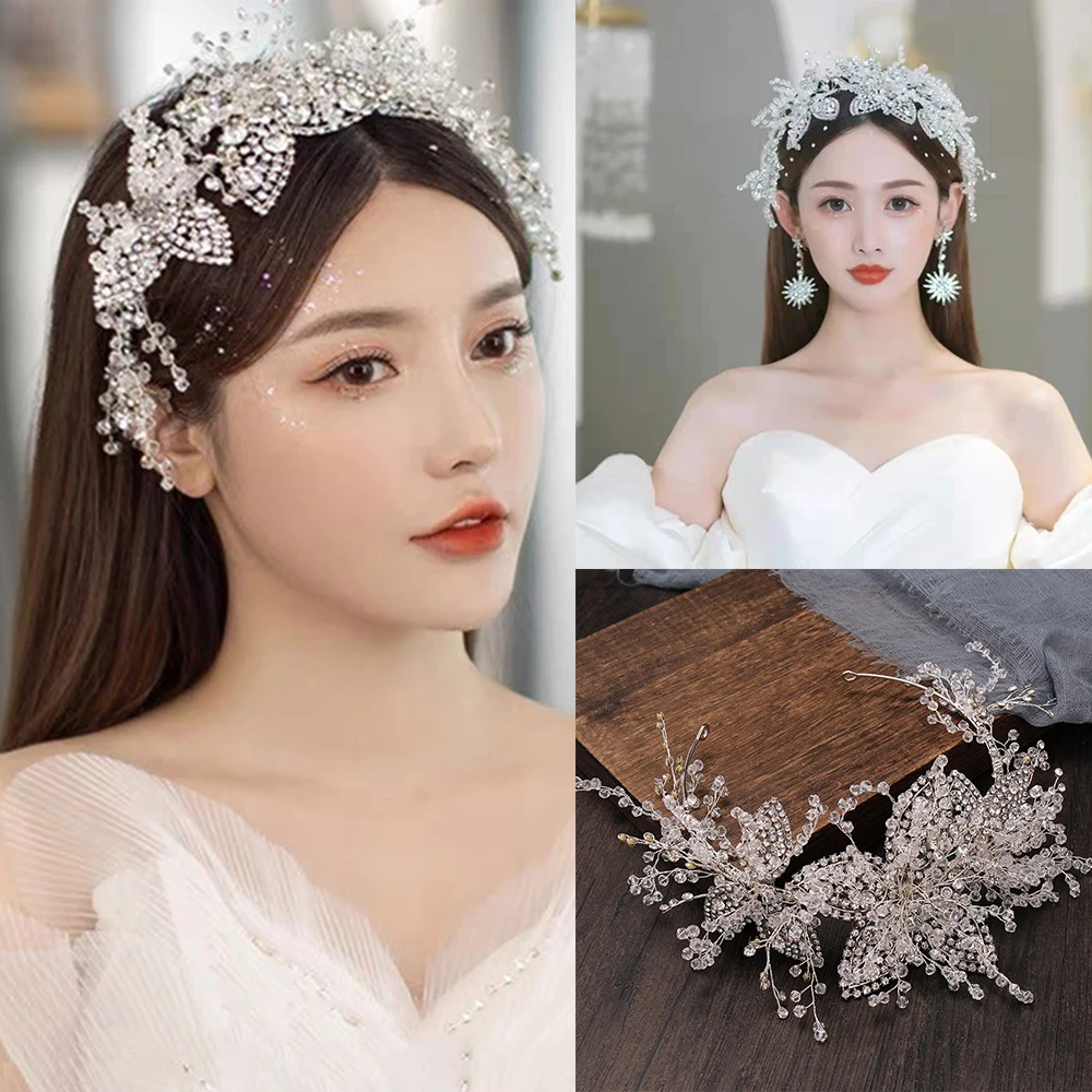 Bride Ultra-flash Crystal Tiara Korean Sweet Hair Hoop Rhinestone Headbands Hairpins Wedding Hair Accessories