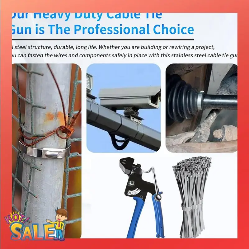 

Heavy Steel Cable Tie Tool, Include 100 PCS Stainless Steel Cable Ties, Suitable For Home, Office, And Industrial Use Durable