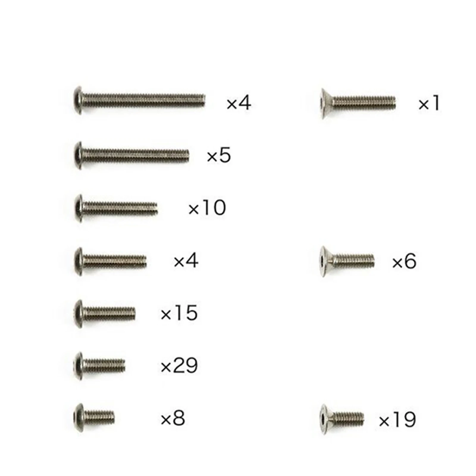 101Pcs Screws For Tamiya XV-02 1/10 RC Car Upgrade Part Repair Tool Metal Hexagon Socket Head Cap Screw RC Car Accessories