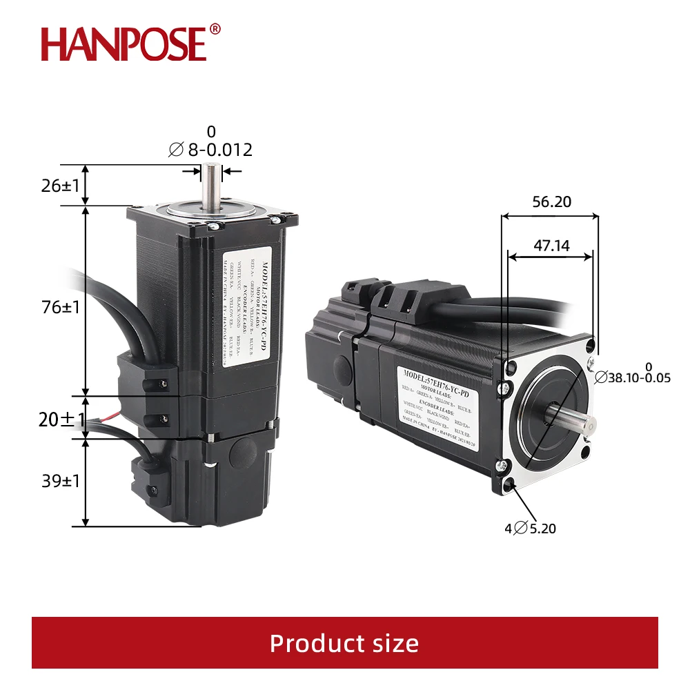 servo motor 57EH76-YC-PD + CL57-BK driver Permanent magnet brake closed-loop stepper motor 4.0A 2.2N.m 57 Stepper Motor nema23