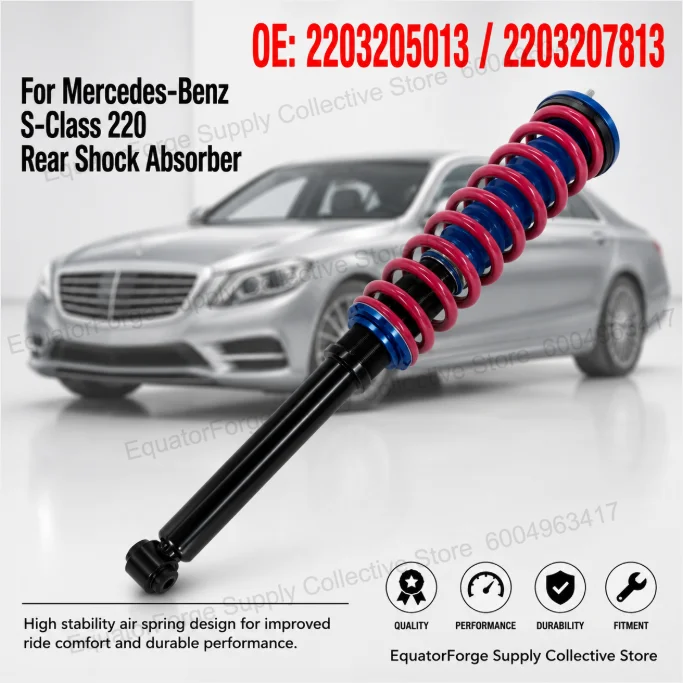 High Stability Air Spring Compatible Rear Shock Absorber for Mercedes-Benz S-Class 220 - OE 2203205013 / 2203207813