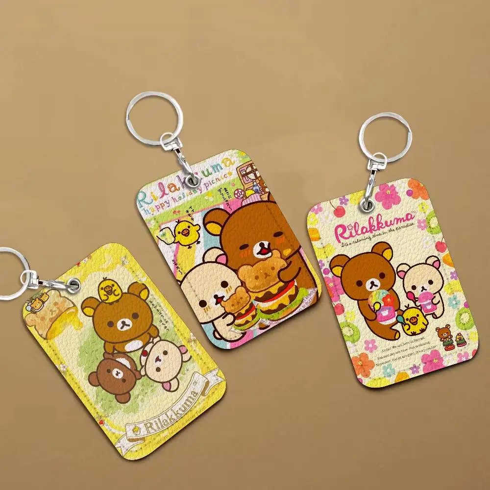 

Милый мультяшный аниме-кошелек R-Rilakkuma из современной кожи с брелоком, надежный держатель для проездных на автобус и метро