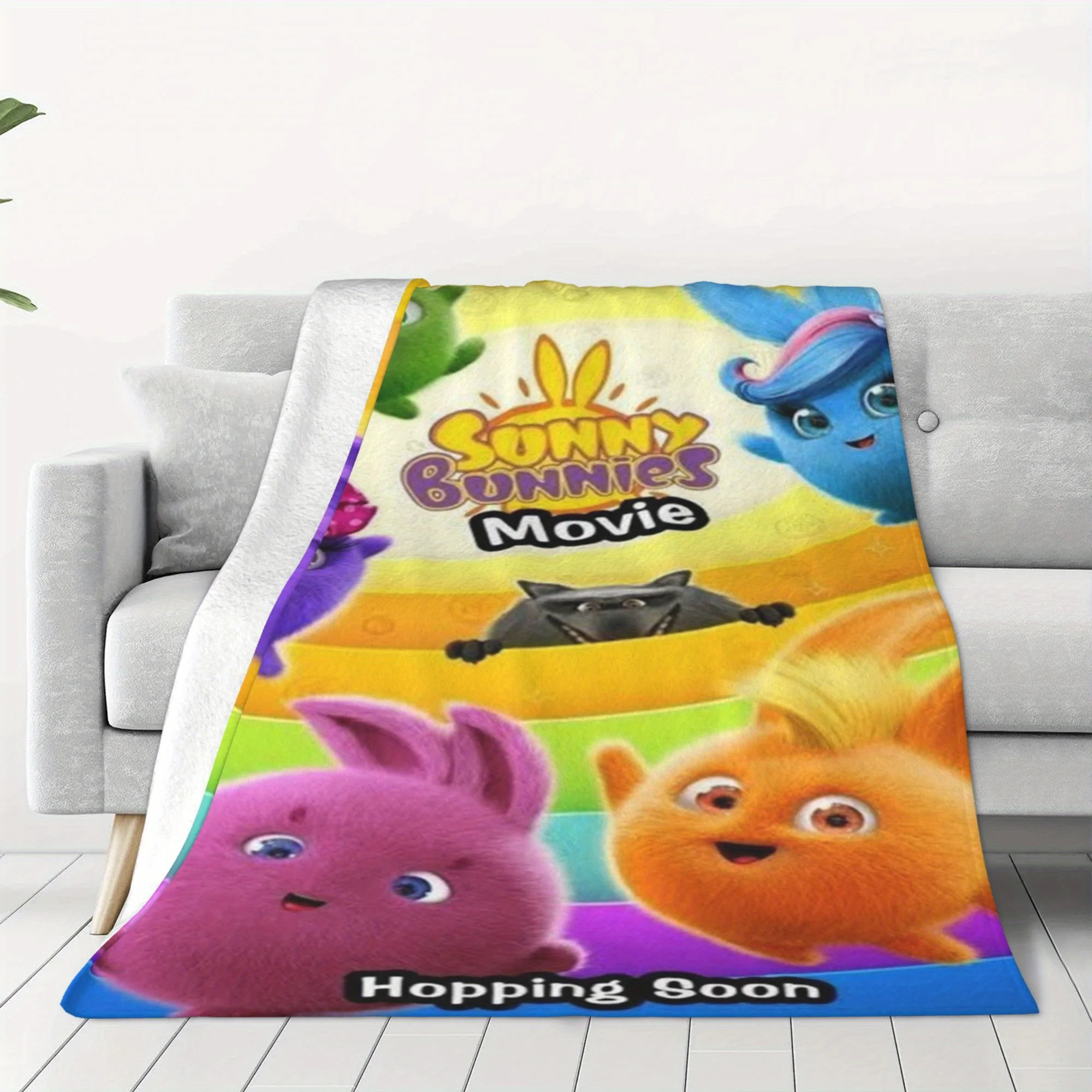Cozy Sunny Bunnies Cartoon Throw Blanket Soft For Kids Movie Time Comfortable All Season Cute Gift