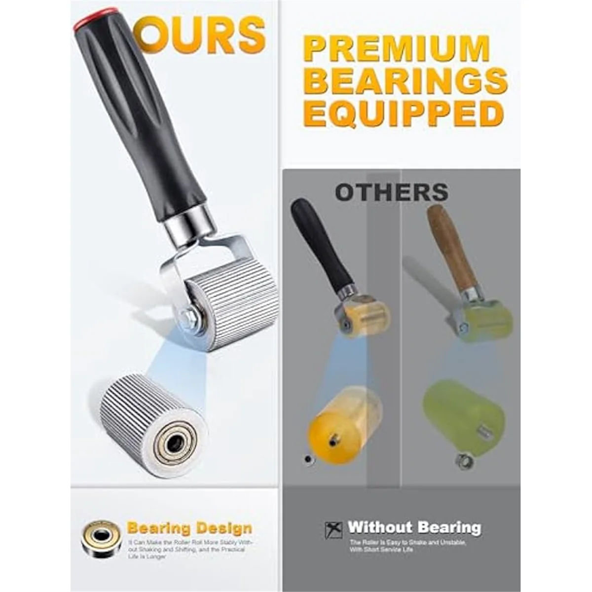 

L33A_Car Audio Sound Deadening Roller Seam Roller,3 Heat Abatement Mat Noise Roller Sound Insulation Tool for Auto 6/20/40mm