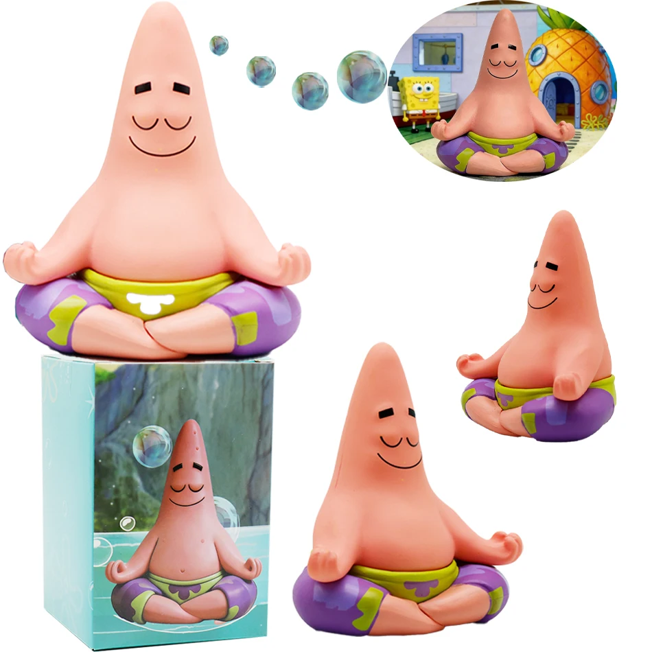 

Spongebob Meditating Patrick Star Toy anime collectible figure Decorations car ornament Birthday Gift Boy and girl