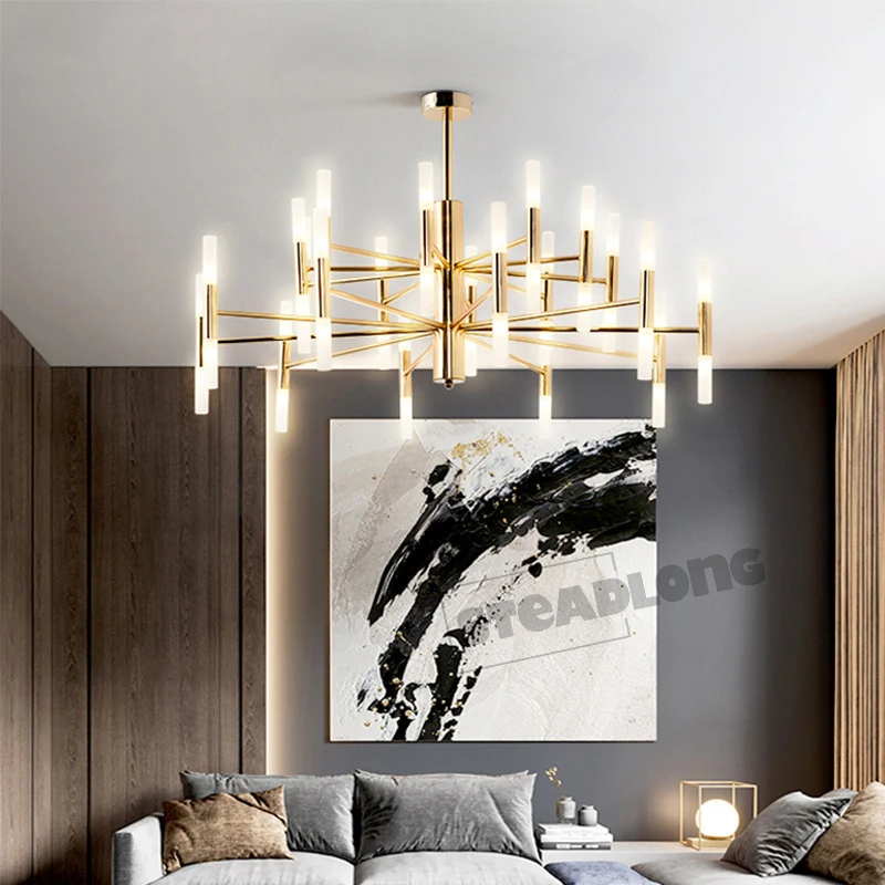 Geometric Ceiling Chandeliers Modern Atmospheric Blooming  LED Pendant Lamp Living Dining Room Bedroom Hanging Light  Fixtures