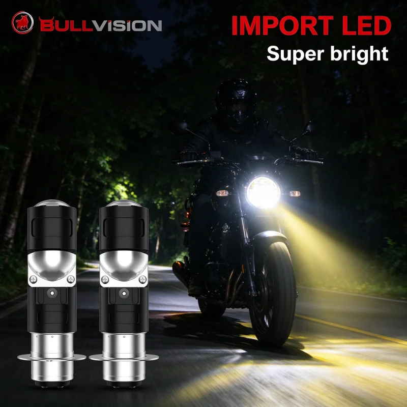 1/2Pcs P15D H6M LED Moto Headlight Bulbs Dual Color DRL Spotlights Hi/Lo Beam Light White Motorcycles Signal Lamp Accessories
