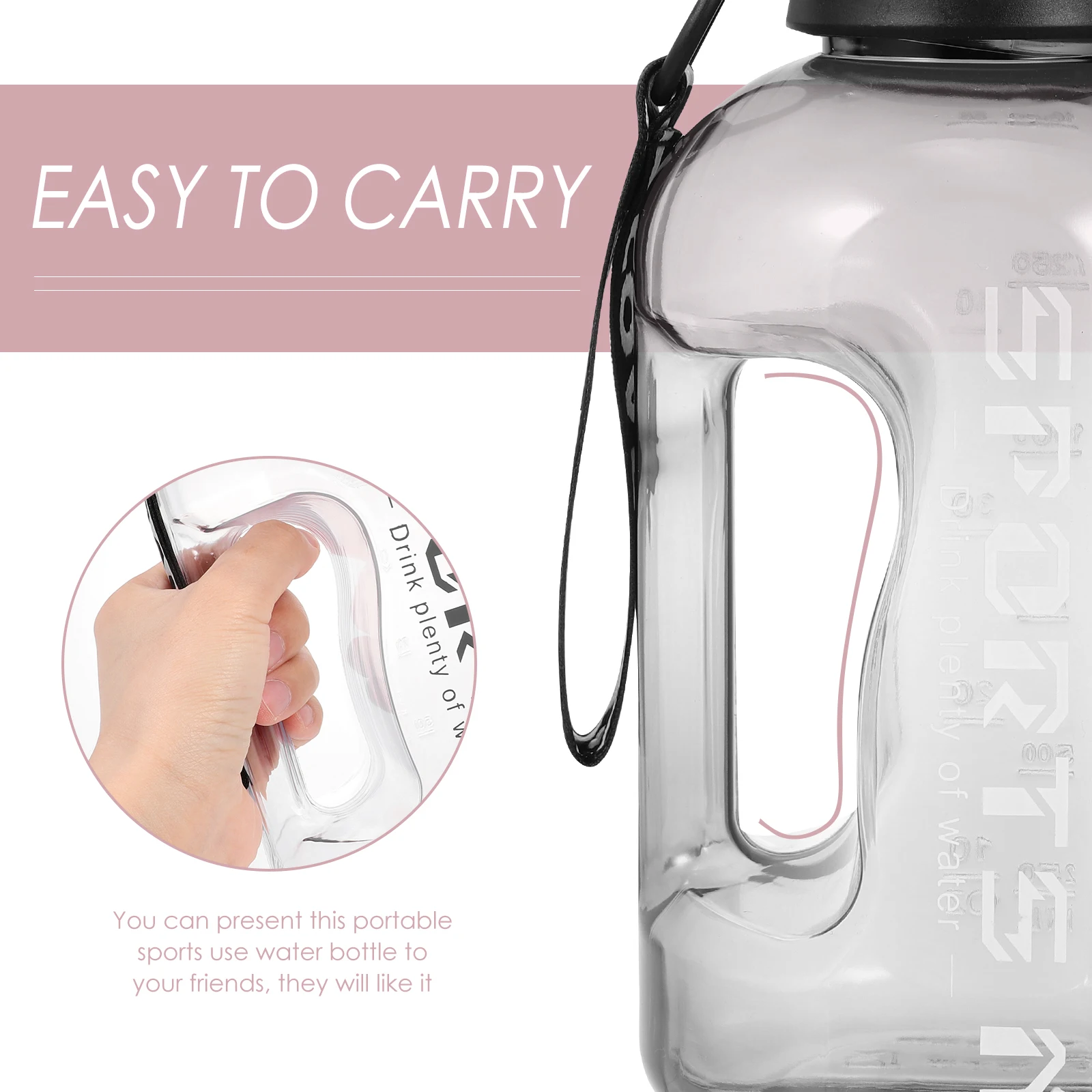 

1 set Portable Sports Bottle Large Large Capacity Bottle Capacity Fitness Outdoor Cup Thickened Base Reusable Container