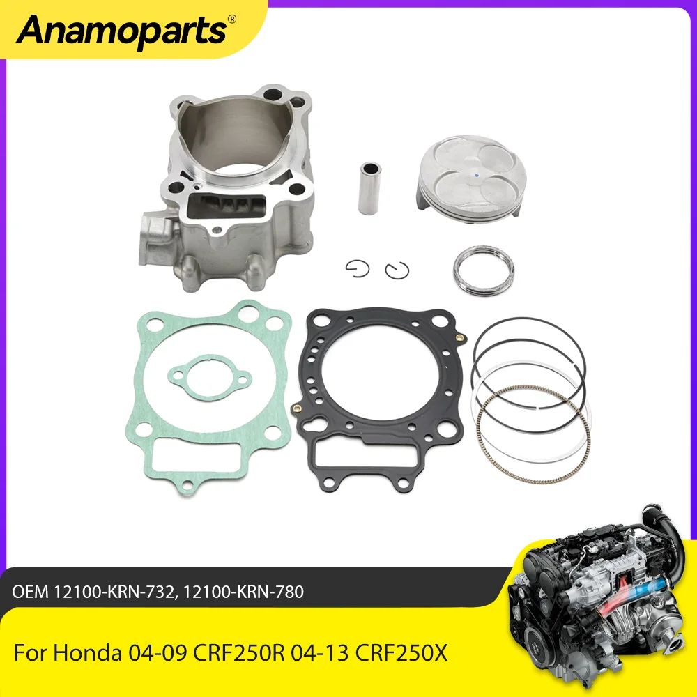 Piezas de motor Kit de reconstrucción de extremo superior de pistón de cilindro de 78mm para Honda 04-09 CRF250R 04-13 CRF250X 12100-KRN-732 12100-KRN-780