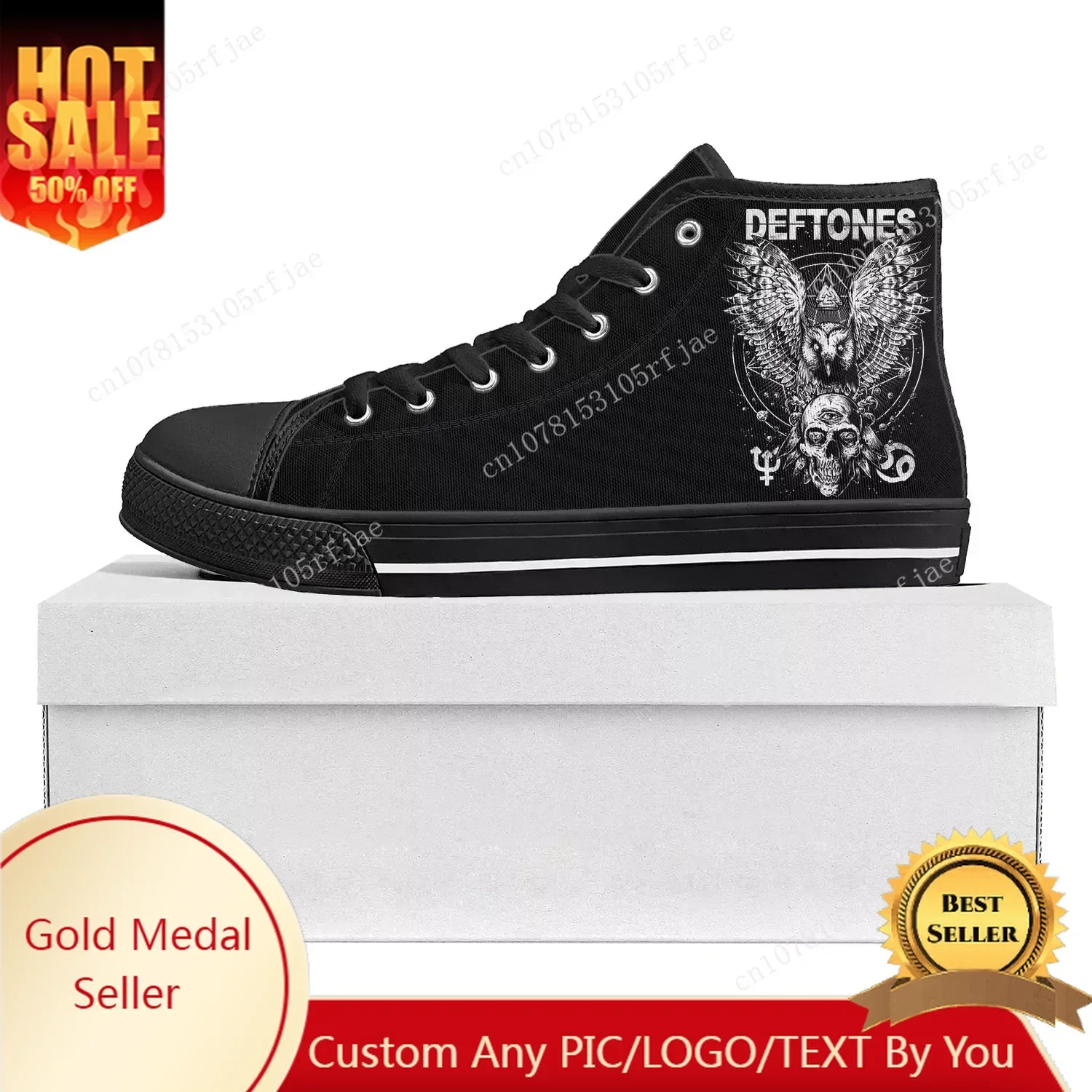Deftones Metal Art Rock Band Высокие кроссовки высокого качества Мужские женские подростковые парусиновые кроссовки Повседневная обувь для пар Обувь на заказ