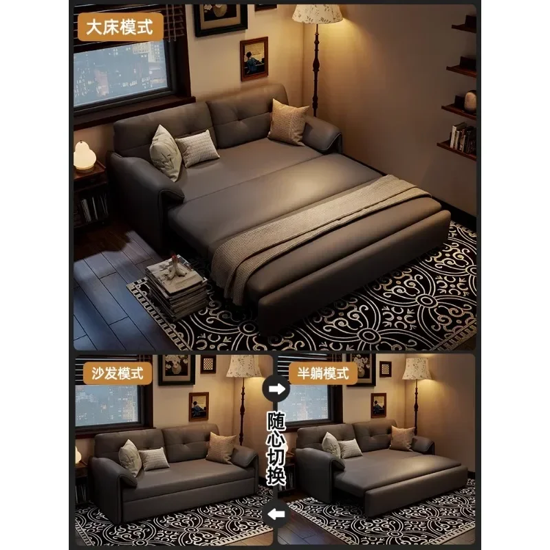 

-Small Apartment Sofa Bed Folding Dual-purpose New Living Room Multi-functional Bed, Single Retractable Sofa Into Bed