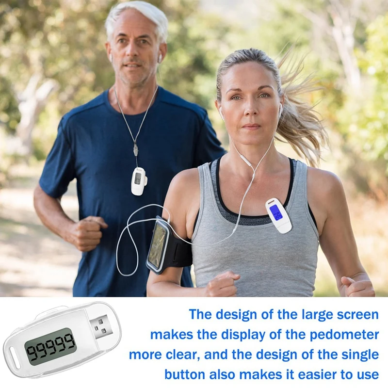 2Pcs 3D Pedometer Step Counter For Walking USB Rechargeable Step Tracker With Removable Clip And Lanyard Durable Easy To Use