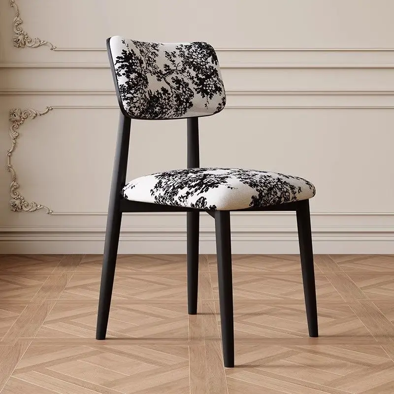 Minimalist Faux Wood Dining Chair Upholstered Backrest Sturdy Durable Accent Seat for Small Apartment Living Room Hotel Cafe
