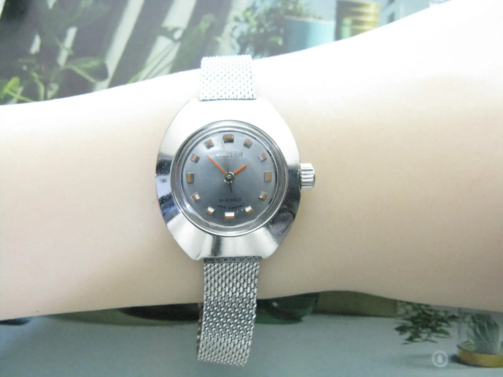 Vintage (Grey+Orange) Special Abalone citizen Mechanical Women's Watch