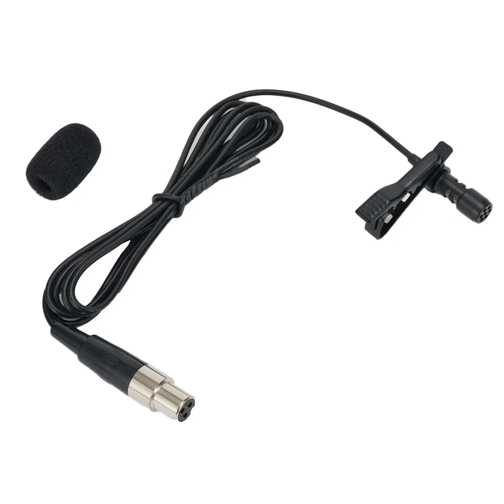 3.5mm Black Lavalier Lapel Microphone Miniature Broadcast Quality For Wireless System With A Metal Clip And A Windscreen