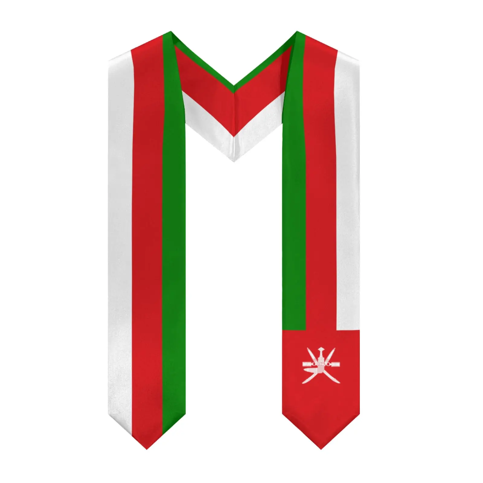 

2025 Oman Flag V-neck Graduation Stole Shawl Sash Honor For Study Aboard International Students