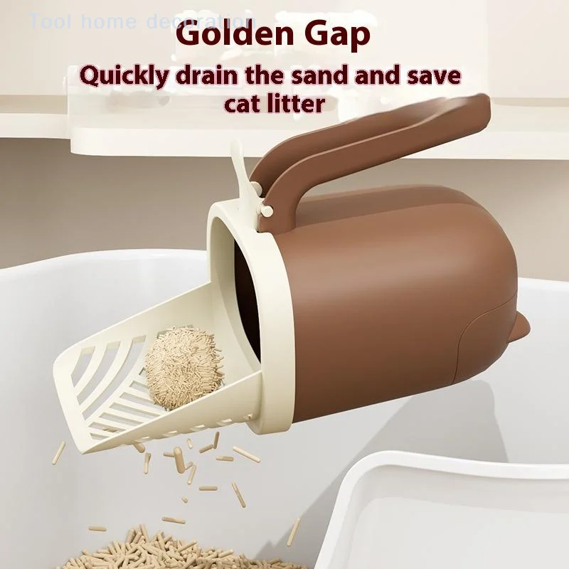 Thickened Cat Litter Shovel With Storage Bucket Portable Cat Litter Scoop Simple Large Capacity Litter Scoop Holder Pet Supplies