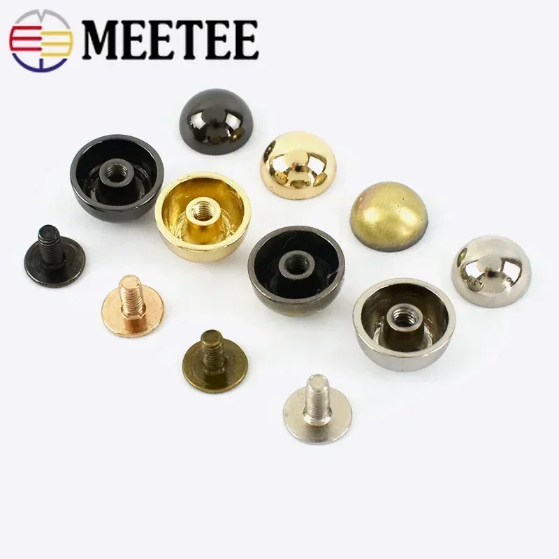 20/50Pcs Meetee 8-20mm Mashroom Head Rivet Screw Bags Hardware Handbag Studs Button Nail Spikes Metal Buckles DIY Leather Craft