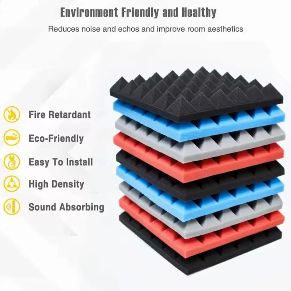 12/24 шт. набивка из хлопка, звукоизоляционная губка, звукопоглощающая пена высокой плотности, звукоизоляционная настенная пенопластовая губка