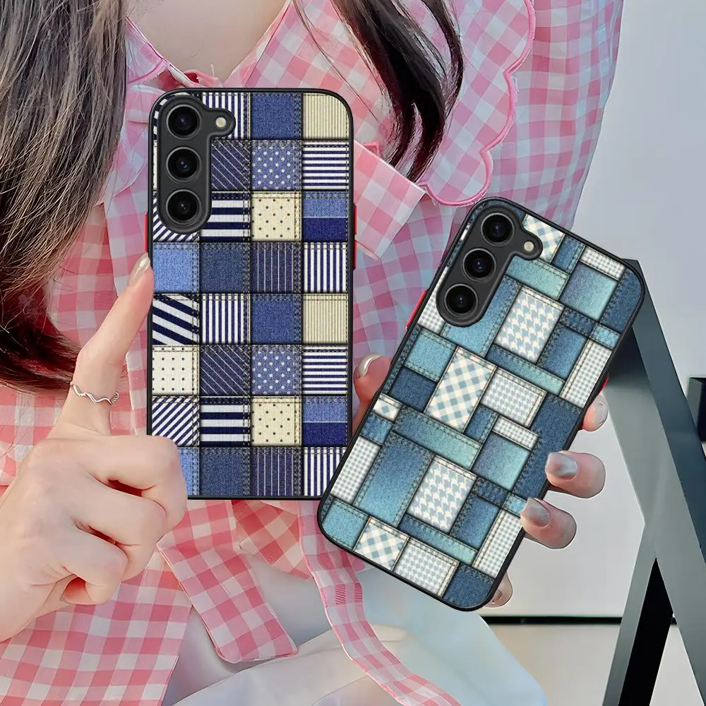 Funda para Teléfono Móvil con Textura de Jeans para Samsung Galaxy S25 S24 S23 S22 S21 Plus FE Ultra, Funda de Silicona Colorida para Smartphone