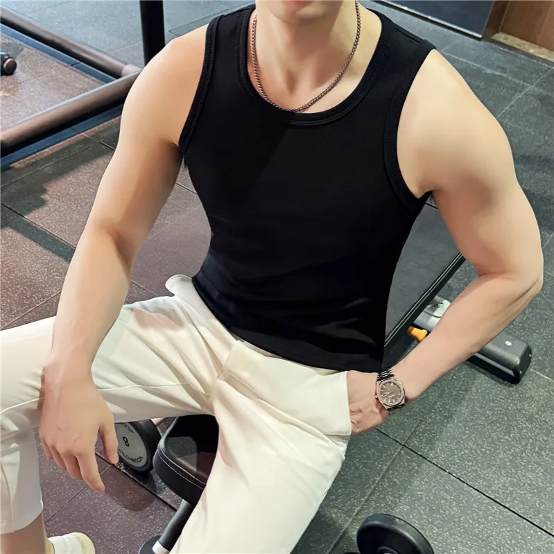 

Elastic Fitn Tank Top Pure Cotton Slim Fit Svel T-irt Base irt Youth ular round Ne Sweaa Straight Hem