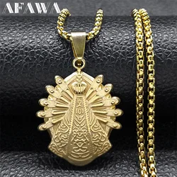 Our Lady of Aparecida Necklace for Women/Men Stainless Steel Gold Color Brazil Nossa Senhora Virgin Mary Necklaces Jewelry N7409