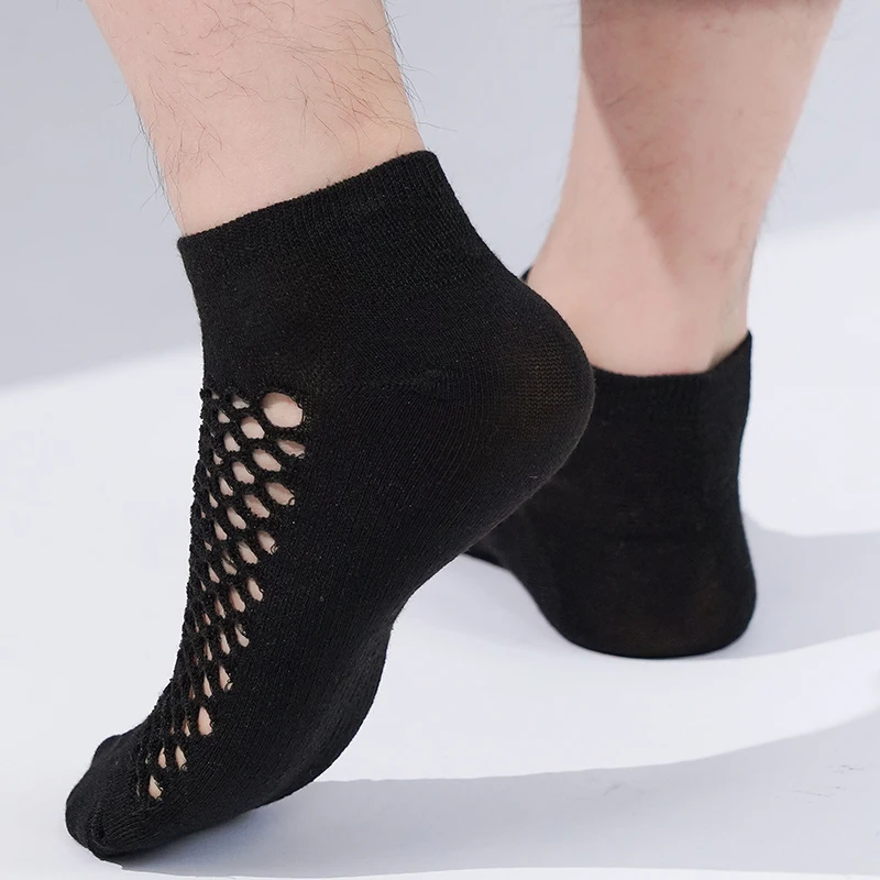 5 Pairs/Lot Men Spring Summer Hole Socks Breathable Cave Casual Soft ThinAnkle Funny Man Sokken  Low Cut Short Mesh Sock