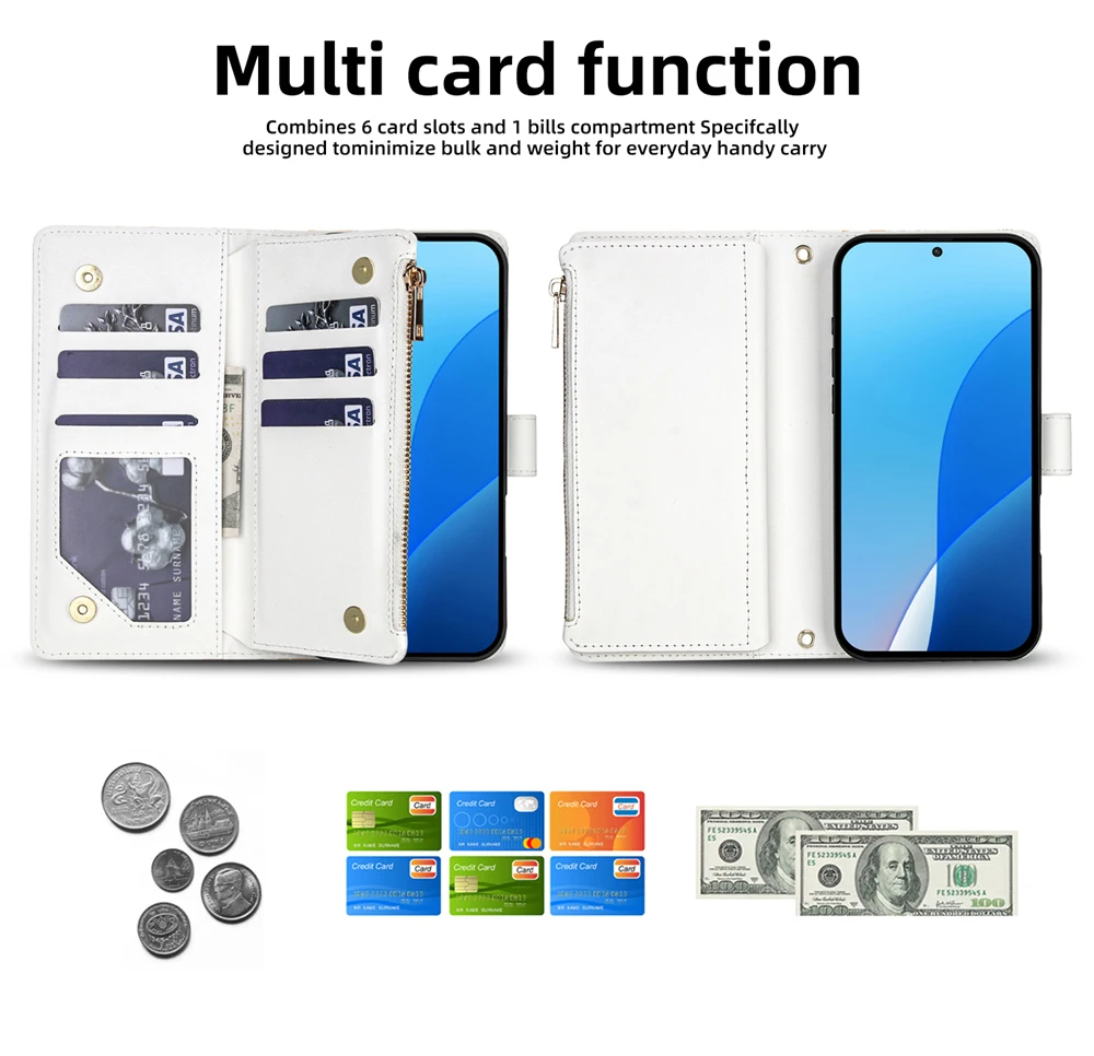 Etui typu flip z portfelem do Samsung Galaxy S26 S25 S24 S23 S22 S21 S20 Ultra 20FE S21FE S23FE S24FE S25FE A17 A27 A57 A73, skórzane etui — zdjęcie produktu 4