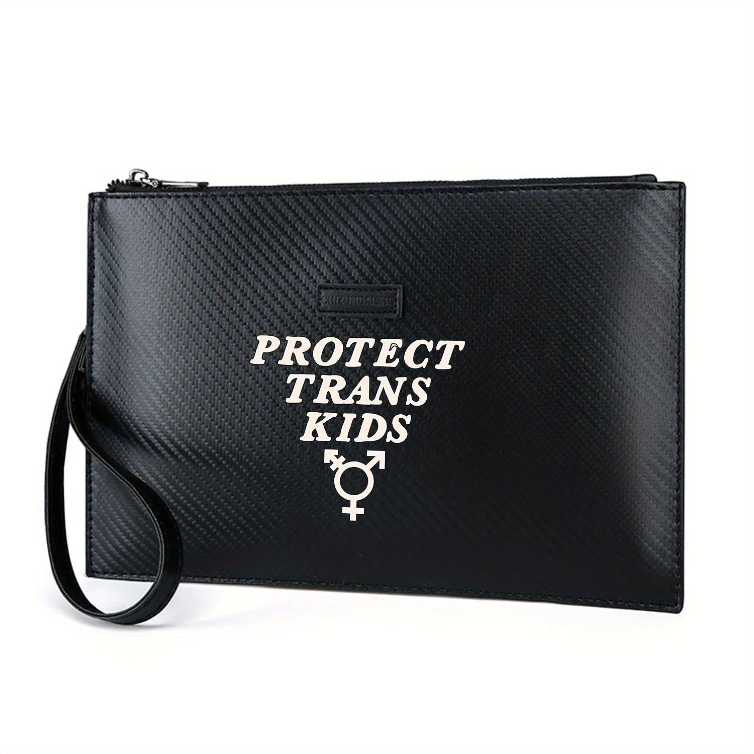 กระเป๋าถือผู้ชายลายพิมพ์ PU ดีไซน์หรูหรา พร้อมตัวอักษร Protect Trans Symbol ทันสมัยและใช้งานได้จริงสำหรับการใช้งานในชีวิตประจำวัน