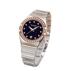 Reloj de cuarzo de lujo para mujer, pulsera minimalista de acero inoxidable con fecha de diamante, resistente al agua, de alta calidad