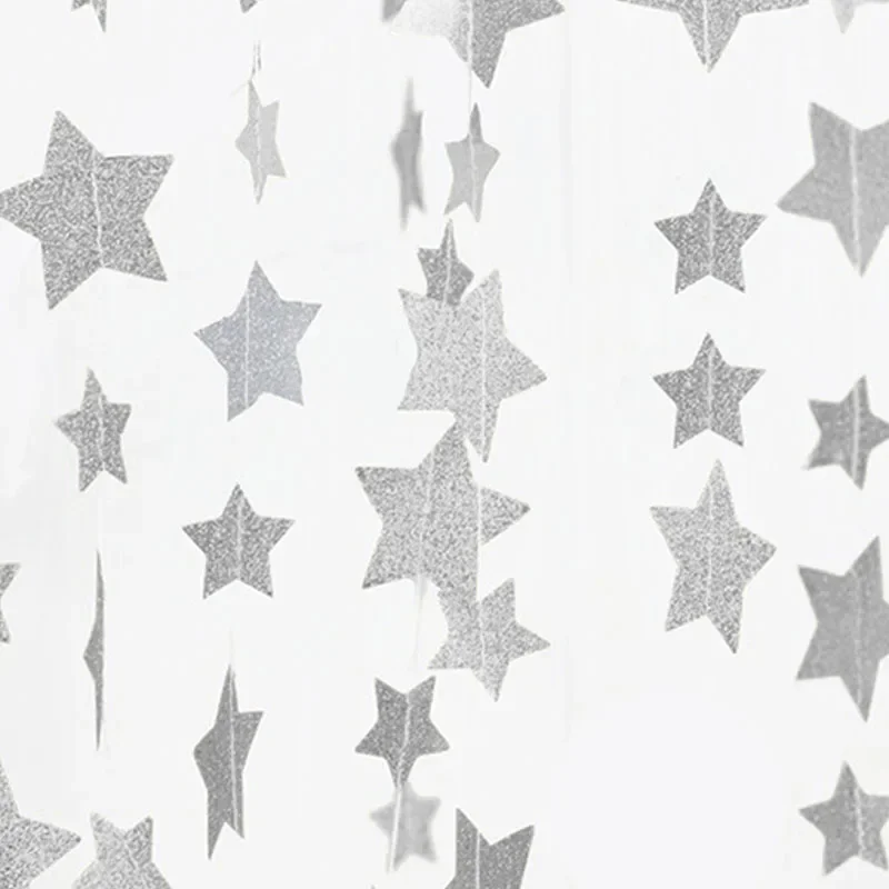 Gold Silver 4M DIY Glitter Paper Garland Hanging Star 10CM String Curtain For Wedding Birthday Christmas Party Supplies