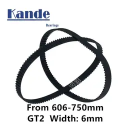 3D Printer Parts GT2 6mm Closed Loop Rubber Timing Belt 606 610 616 630 640 650 660 670 690 696 700 710 738 740 750mm 2GT 1pcs