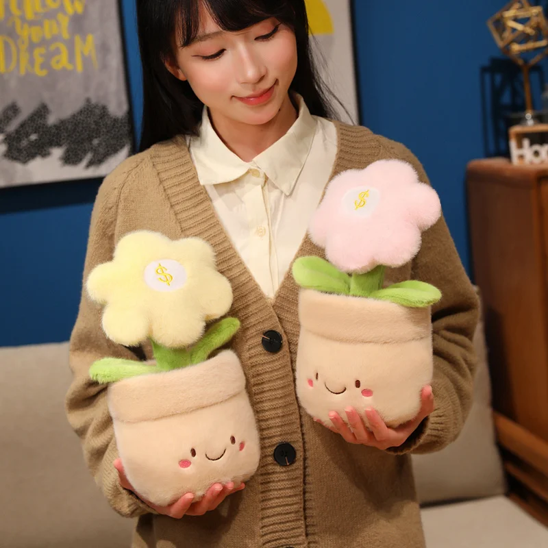 1개 28cm 귀여운 꽃 화분 인형 장난감 부드러운 화분 인형 예쁜 홈 장식 생일 발렌타인 선물