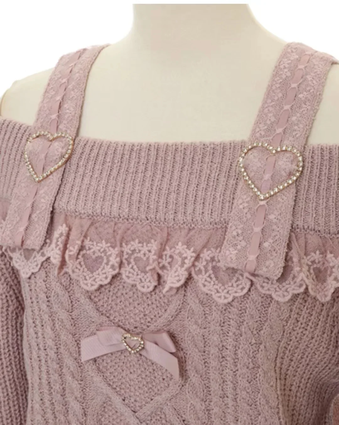 Sweet and Cute Lace Collar Mesh Stitching Long-Sleeve Sweater Women 2023 Autumn New Korean Fashion Love Strappy Bow Sweates