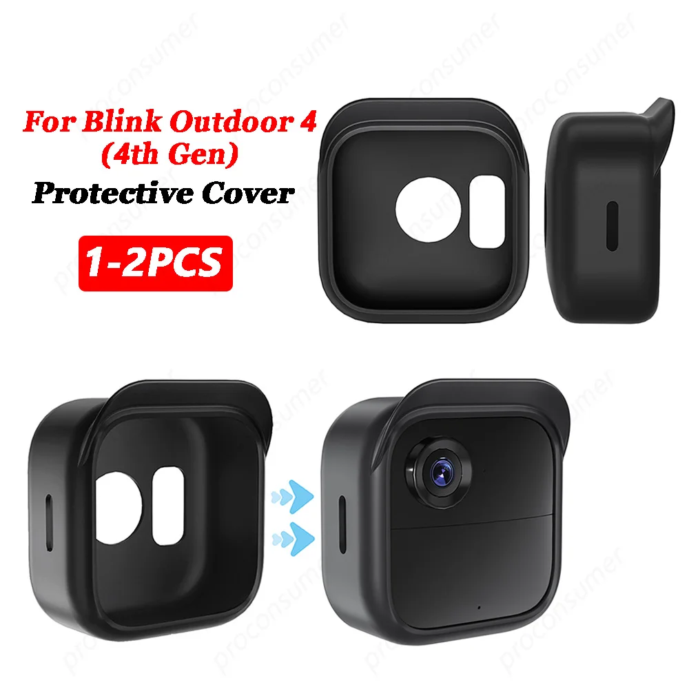 1-2PCS Silicone Cover For Blink Outdoor 4 (4th Gen) Weatherproof Protective Shell Case With Hat Brim Camera Housing Against UV