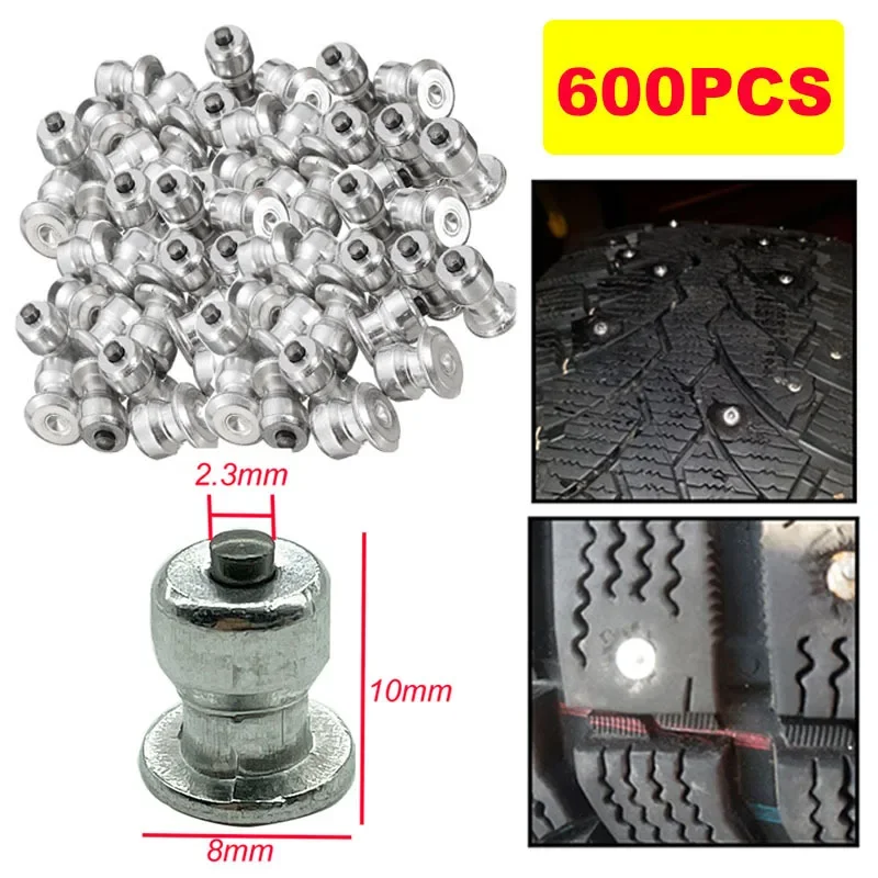 

600Pcs 8x10mm Wheel Tire Studs Spikes Winter Lugs Screw Snow Ice Anti-Slip Chains Studs For Shoes Car Motorcycle SUV ATV Truck