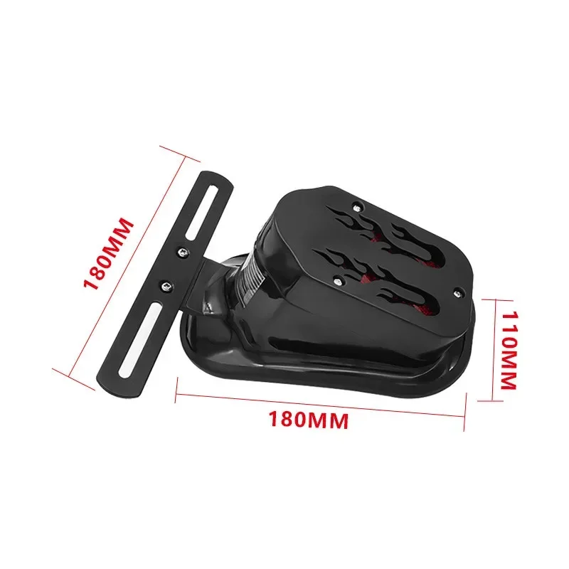Motorcycle 12V Rear Tail Light Universal Flame License Plate Light Bracket Integrated Lamp Cafe Racer Old School Cruiser Touring