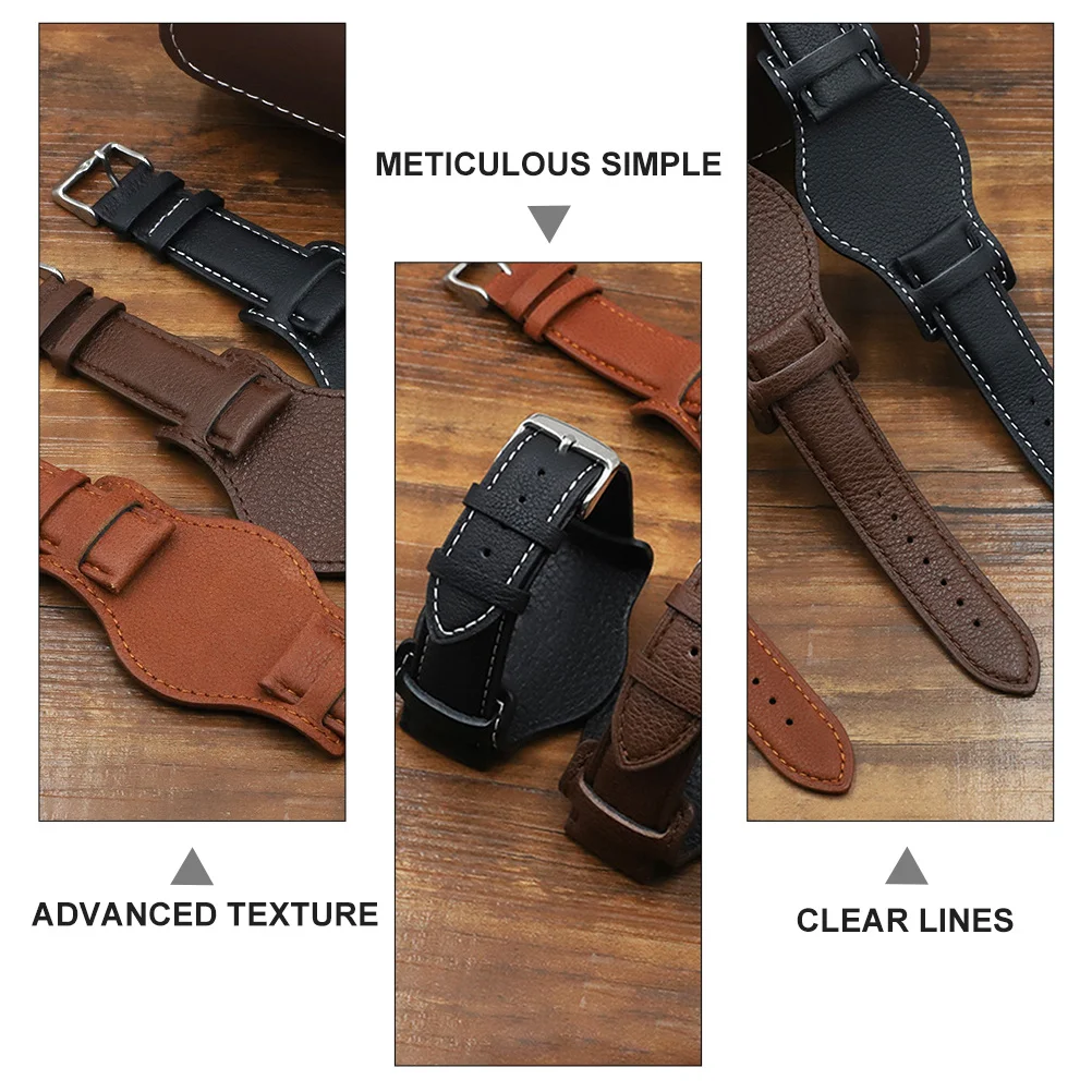 

1Pcs High-Quality Cowhide Watchband Anti-Allergy Strap Durable Adjustable Wrist Comfortable Party Work Travel Simple Design