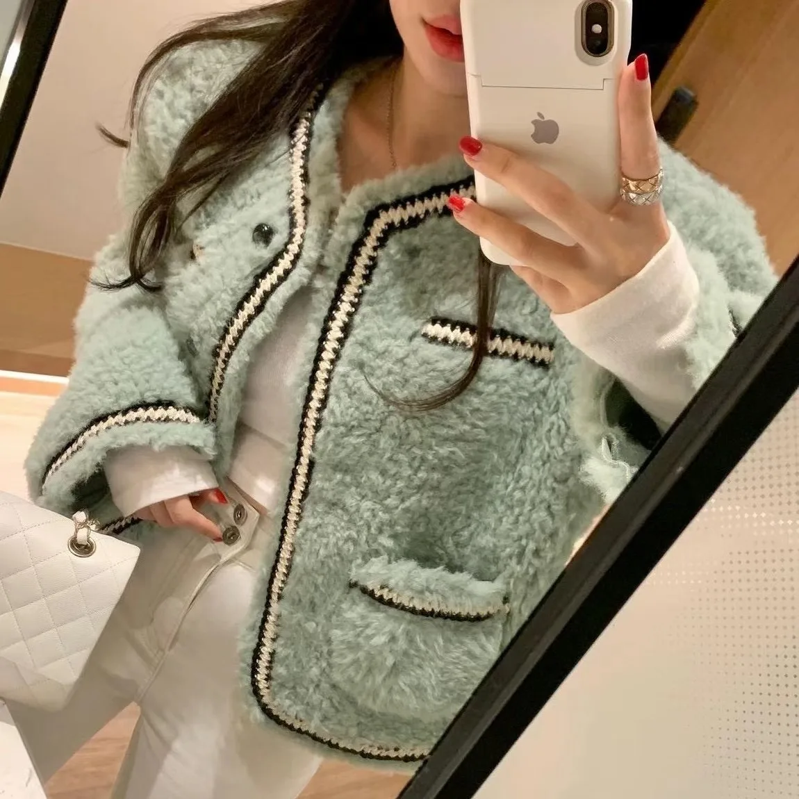 

Женское модное пальто East Gate с цветными вставками из меха и прямым кружевным декором, элегантная верхняя одежда премиум-класса для женщин