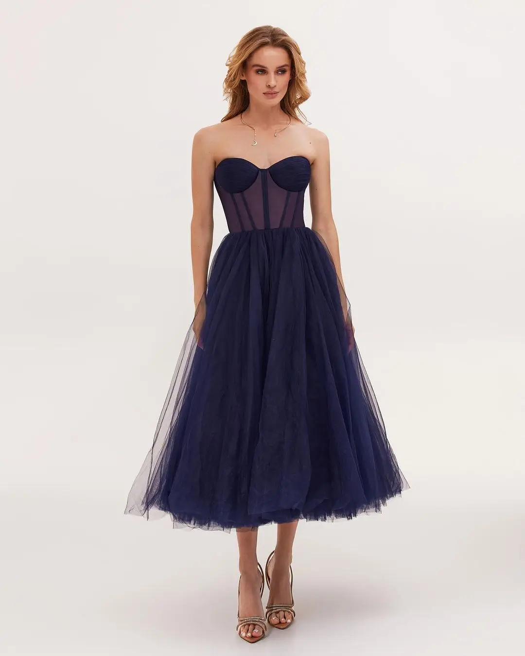 Sapmae Scalloped Neckline A-line Tulle Knee-length Zipper Up Elegant For Women Cocktail Prom Evenning Formal Party Dress