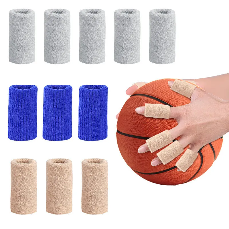 10PCS Elastic Sports Finger Sleeves Arthritis Support Finger Guard Outdoor Gym Basketball Volleyball Finger Protection Corrector